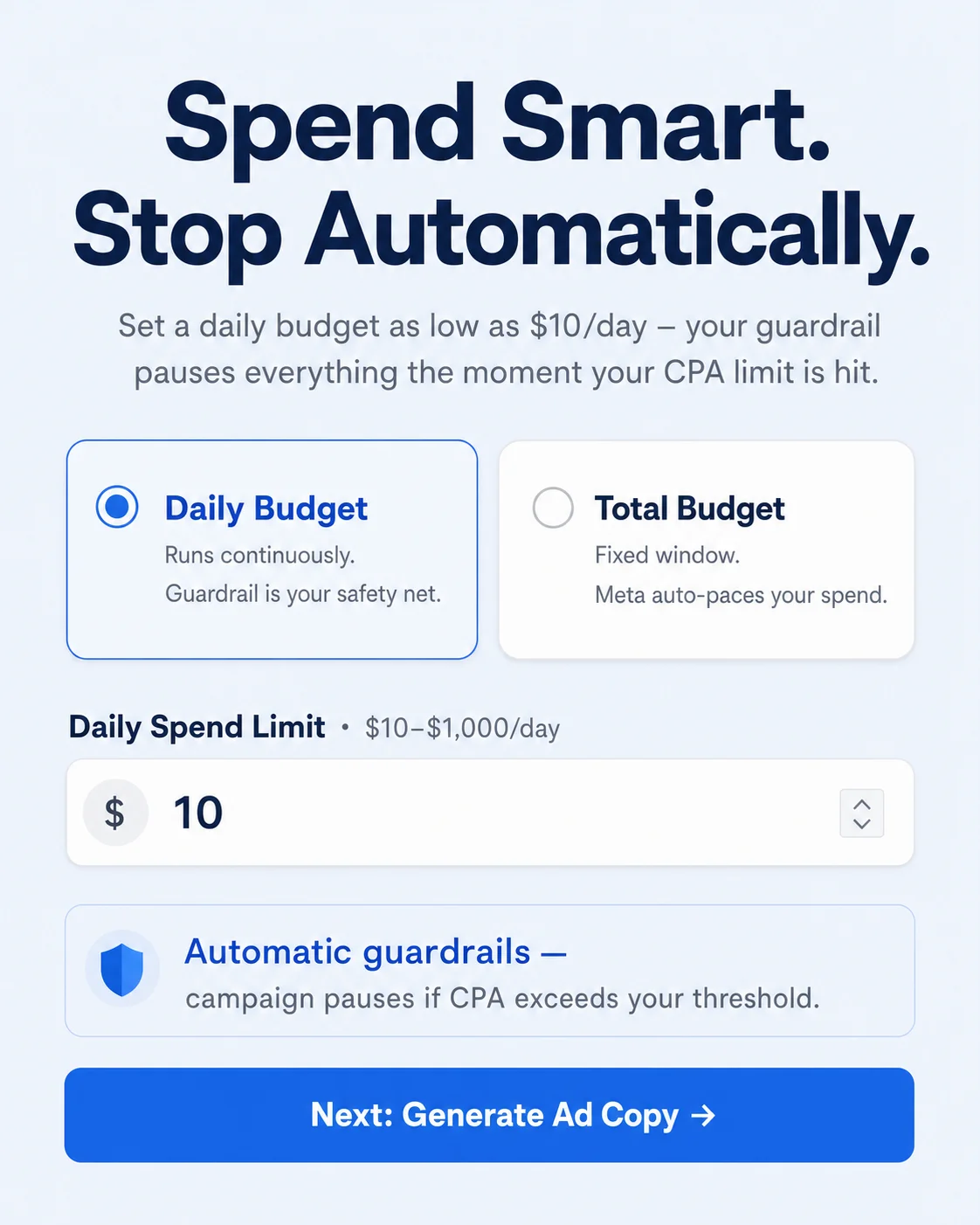 Spending guardrail system protecting ad budgets